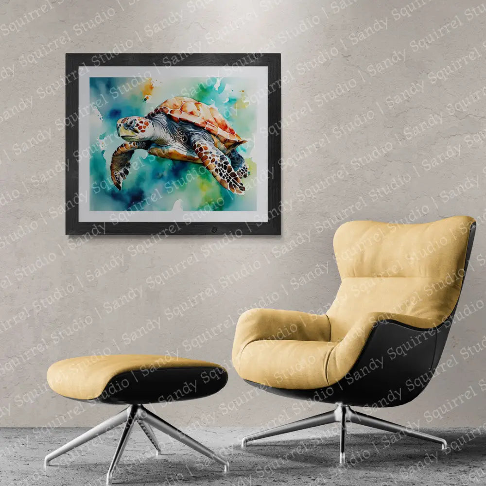 ’Gus’ Original Turtle Coastal Beach Art Home Decor Wall Print