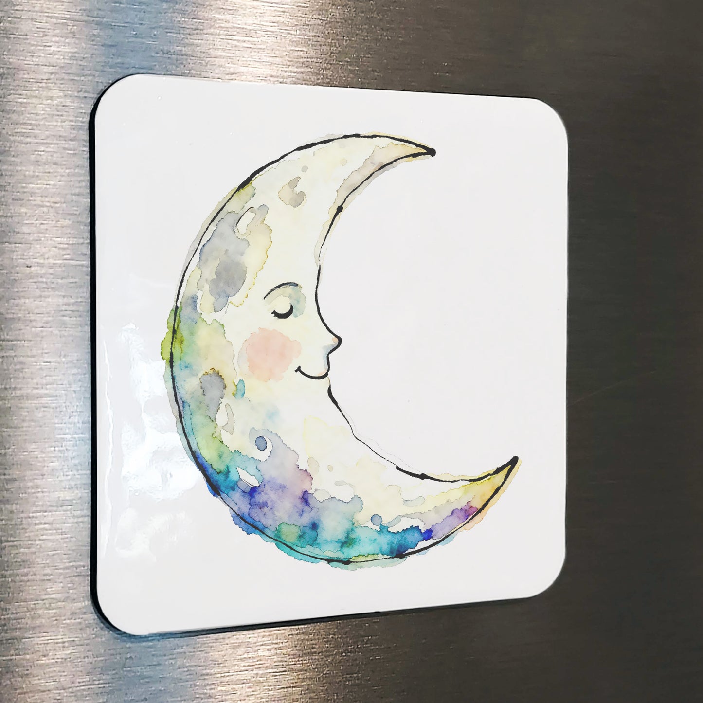 Happy Moon Watercolor Style Friendship Art
