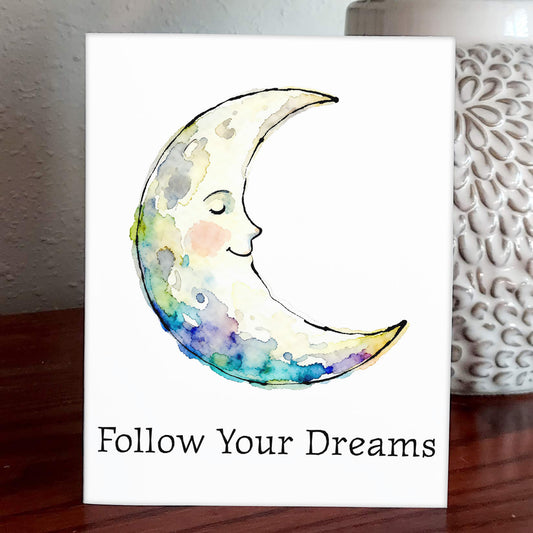 Happy Moon Watercolor Style Friendship Art