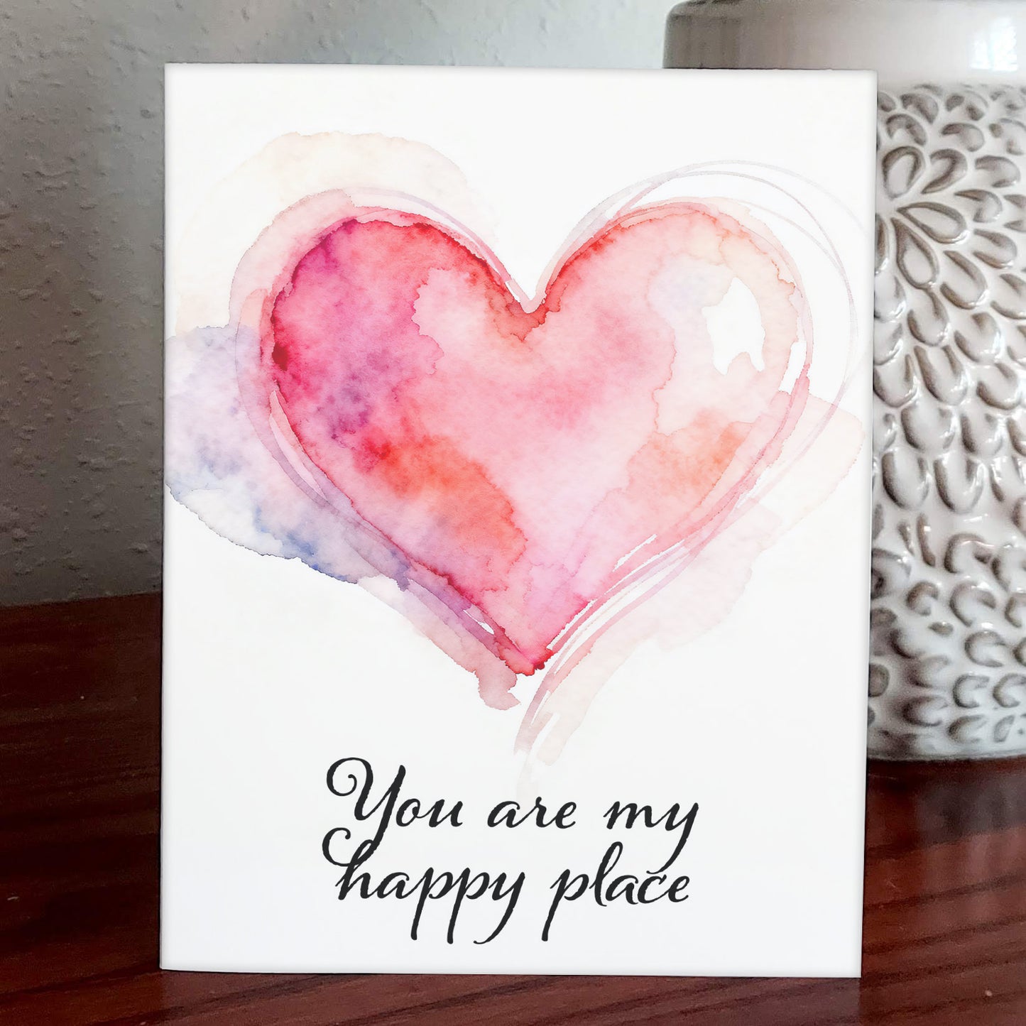 Happy Place Watercolor Style Love Heart Art