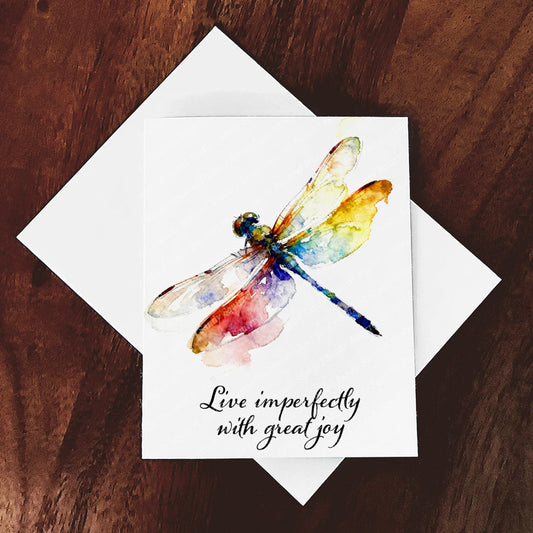 Imperfect Joy Whimsical Watercolor-Style Dragonfly Art