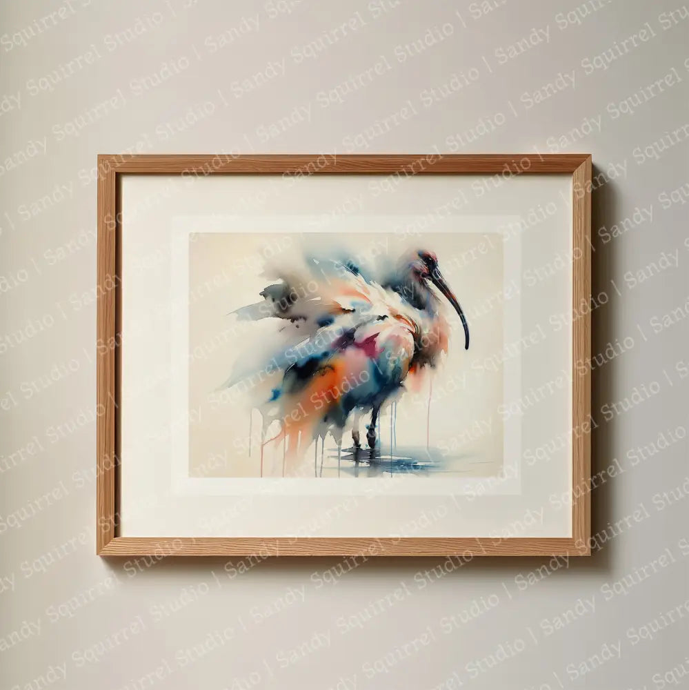 ’Iris’ Original Ibis Coastal Beach Art Home Decor Wall Print 10X8