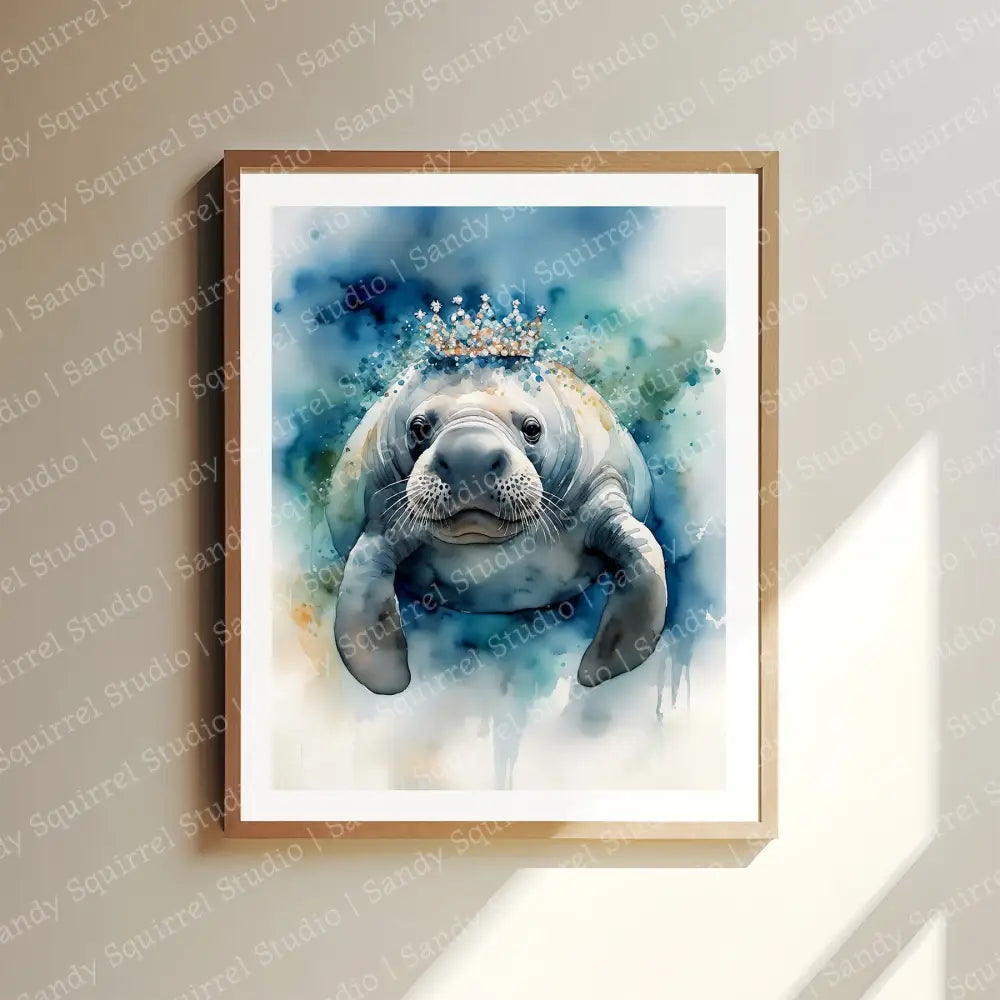 ’Jewel’ Original Manatee Coastal Beach Art Home Decor Wall Print 11 X 14