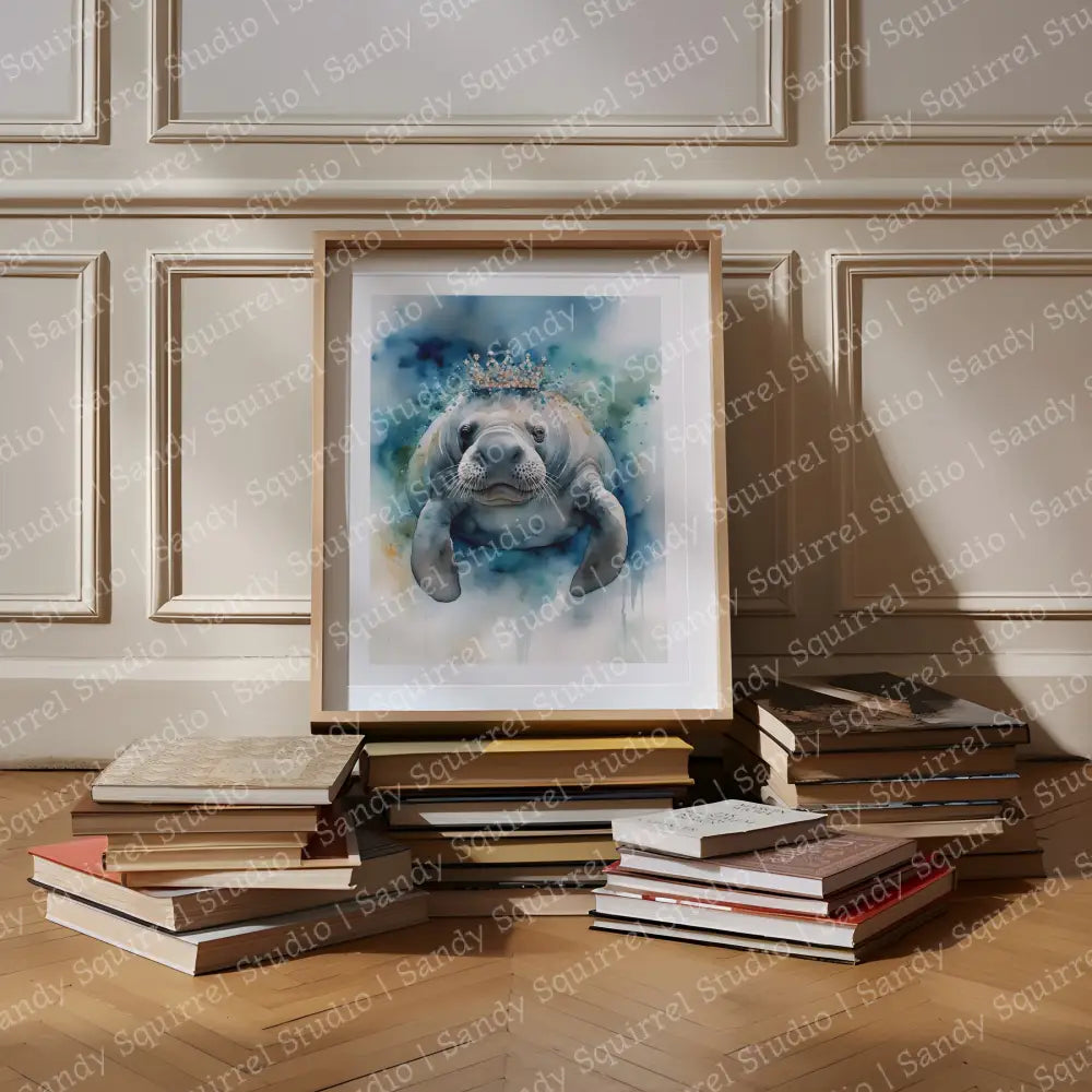 ’Jewel’ Original Manatee Coastal Beach Art Home Decor Wall Print