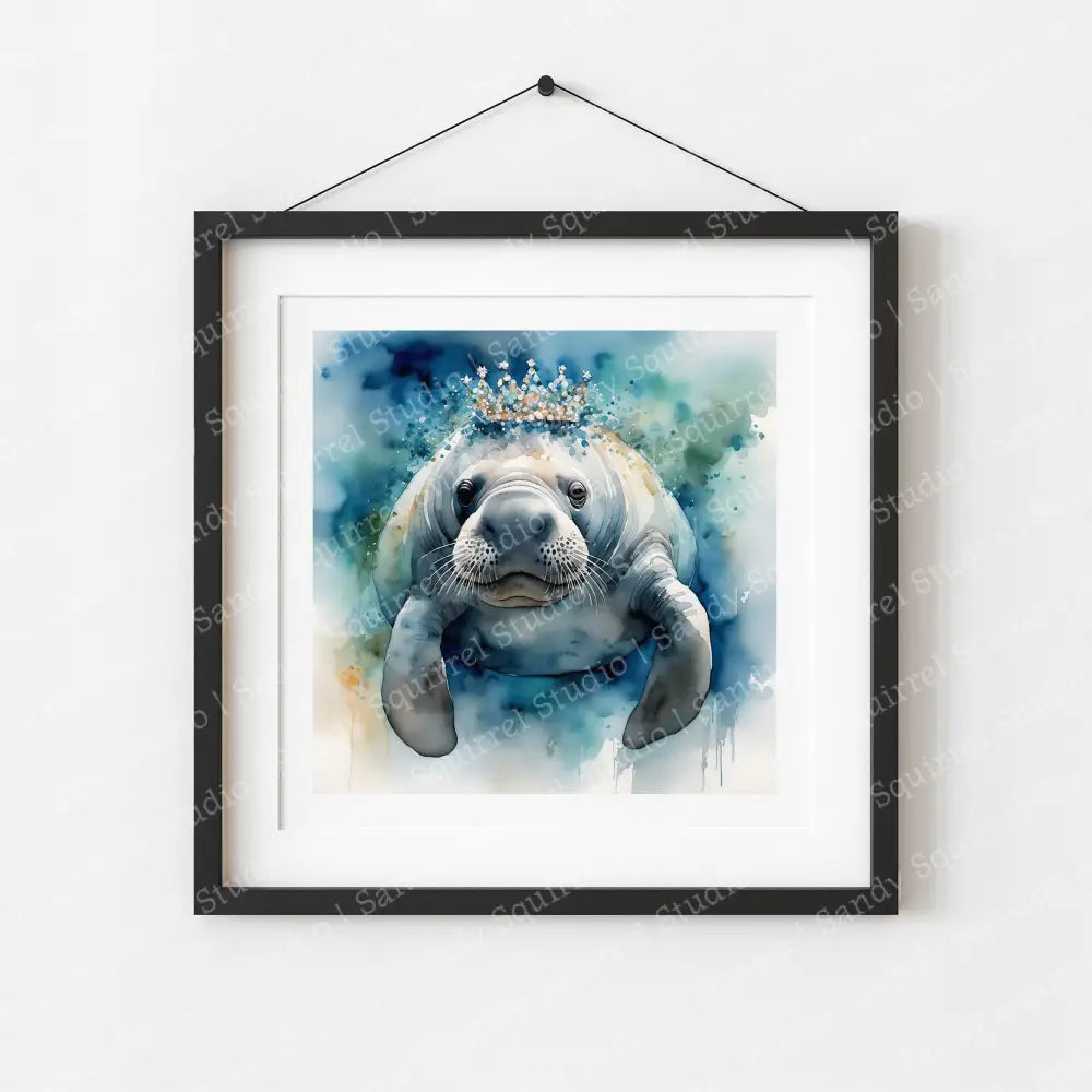 ’Jewel’ Original Manatee Coastal Beach Art Home Decor Wall Print 8 X