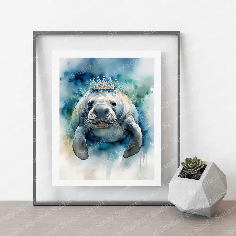 ’Jewel’ Original Manatee Coastal Beach Art Home Decor Wall Print 8 X 10