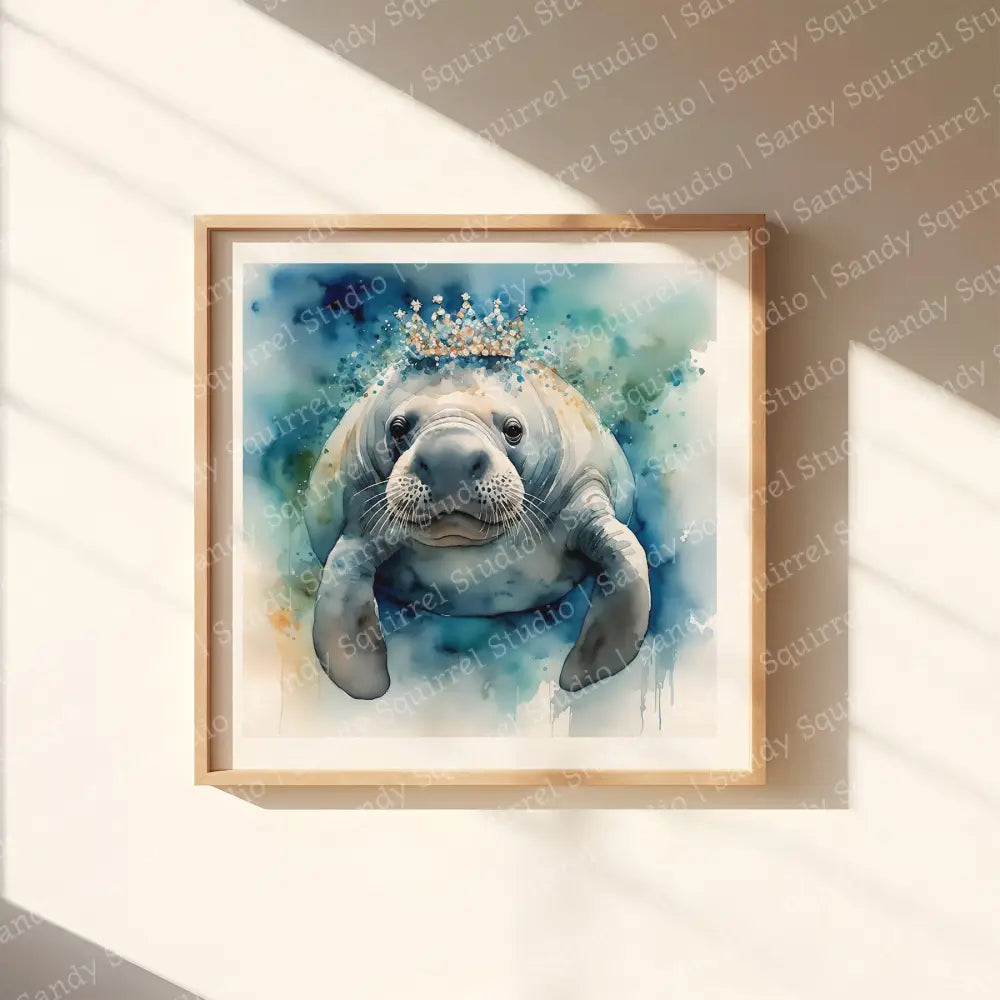 ’Jewel’ Original Manatee Coastal Beach Art Home Decor Wall Print 12 X