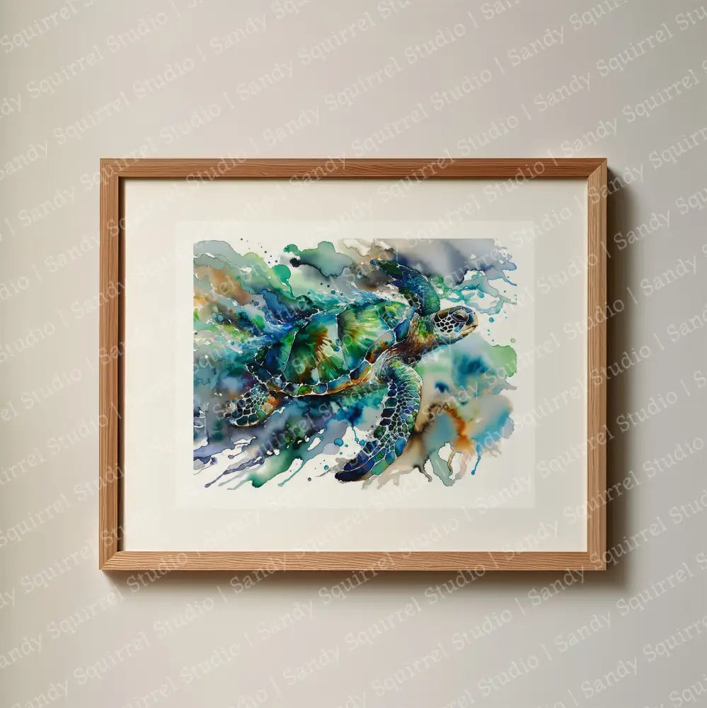 "Lightning" Original Turtle Coastal Beach Art Home Decor Wall Art Print