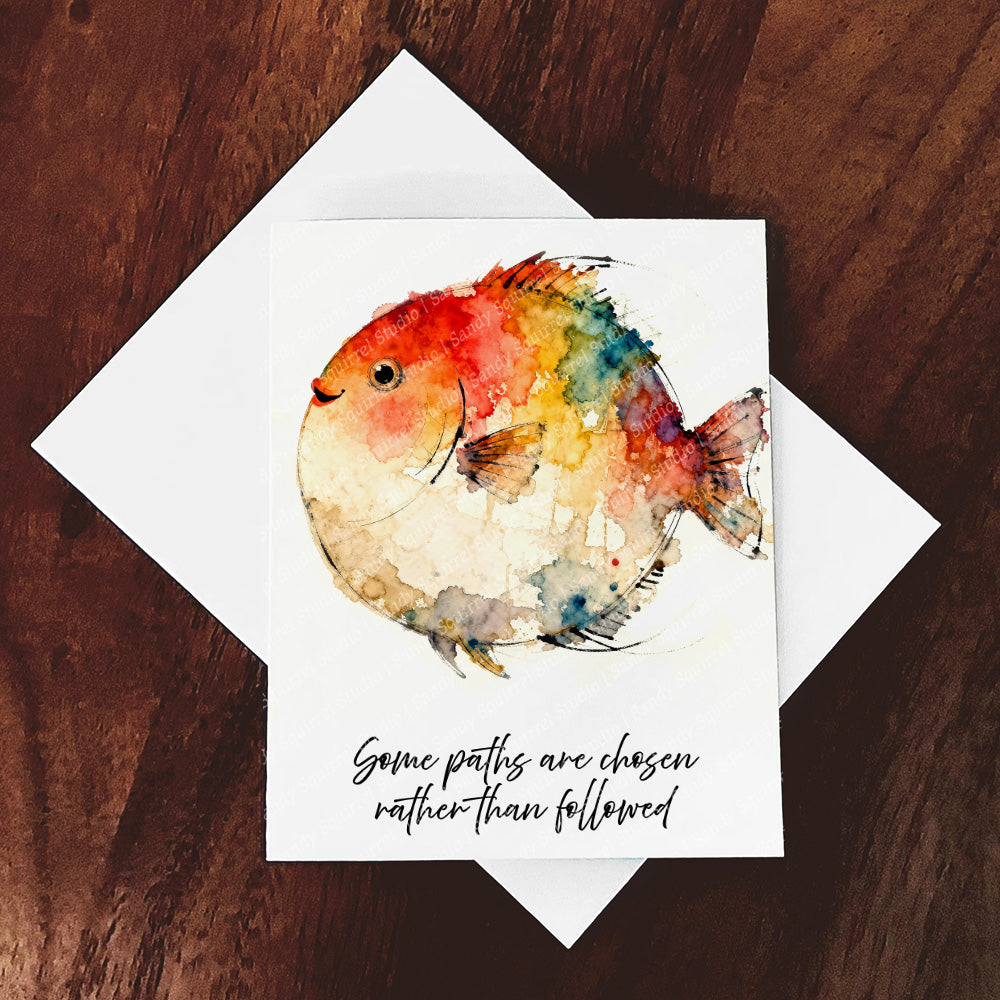 Lucille Wabi Sabi Watercolor Style Fish Art