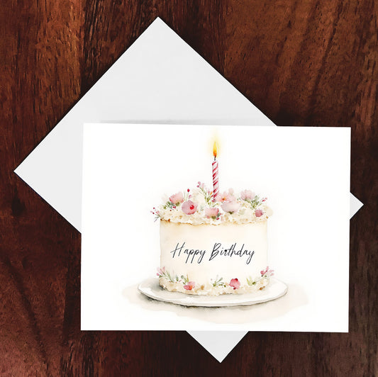 Make A Wish Watercolor Style Birthday Card