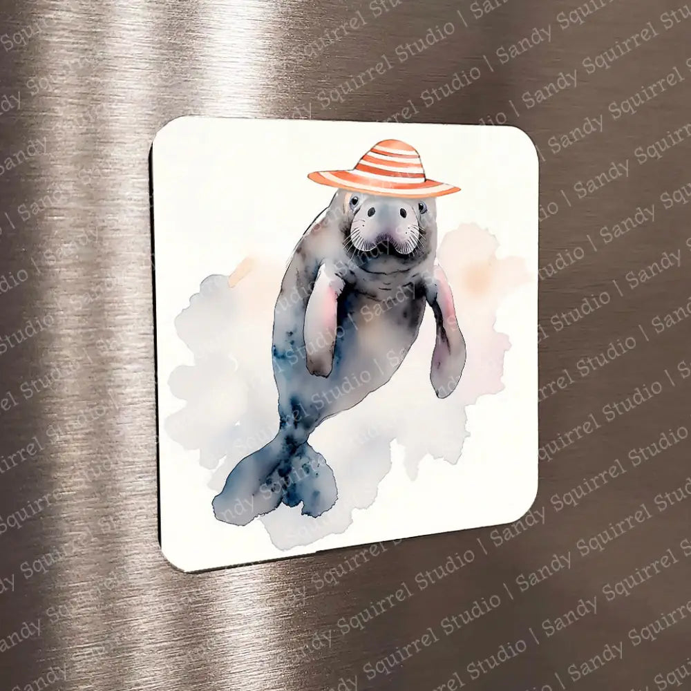 ’Manatee Beach Day’ Sublimated Image Magnet