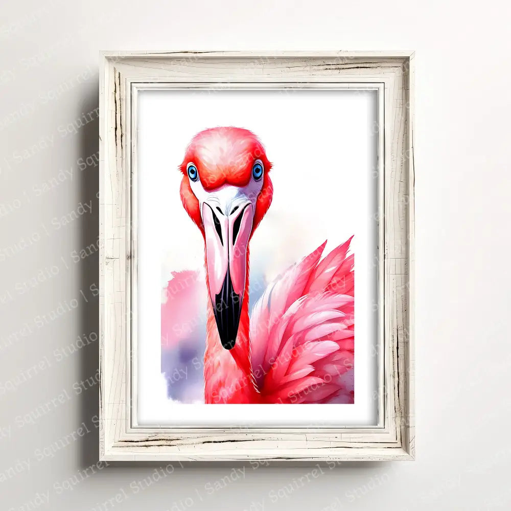 ’Marilyn’ Original Flamingo Coastal Beach Art Home Decor Wall Print 5X7