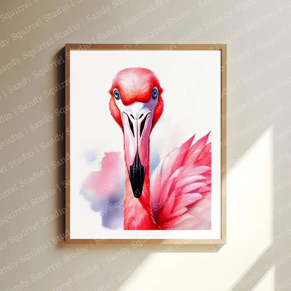 ’Marilyn’ Original Flamingo Coastal Beach Art Home Decor Wall Print 8X10