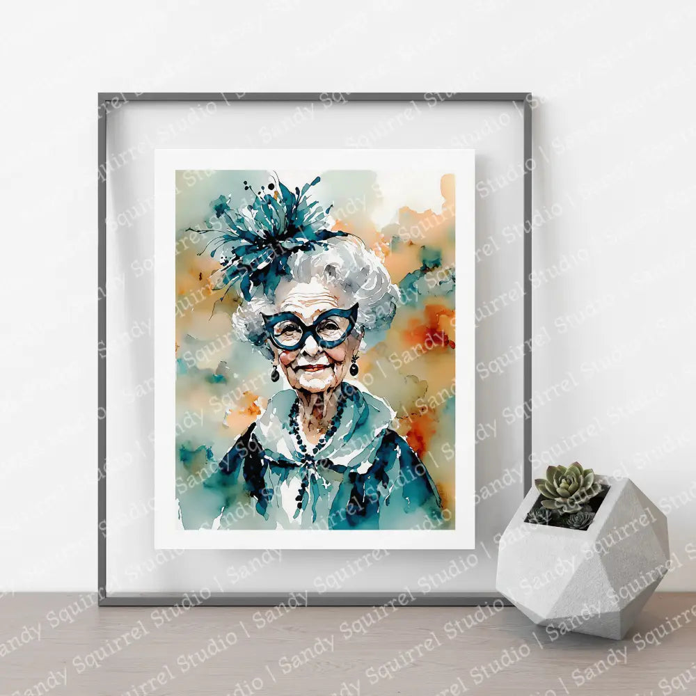 ’Masquerade’ Original Whimsical Grandmother Art Home Decor Wall Print