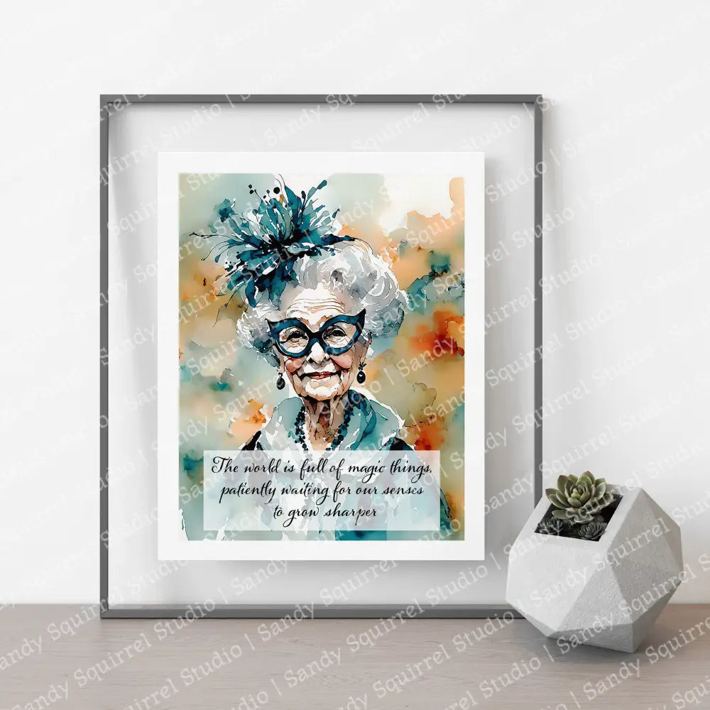 ’Masquerade’ Original Whimsical Grandmother Art Home Decor Wall Print