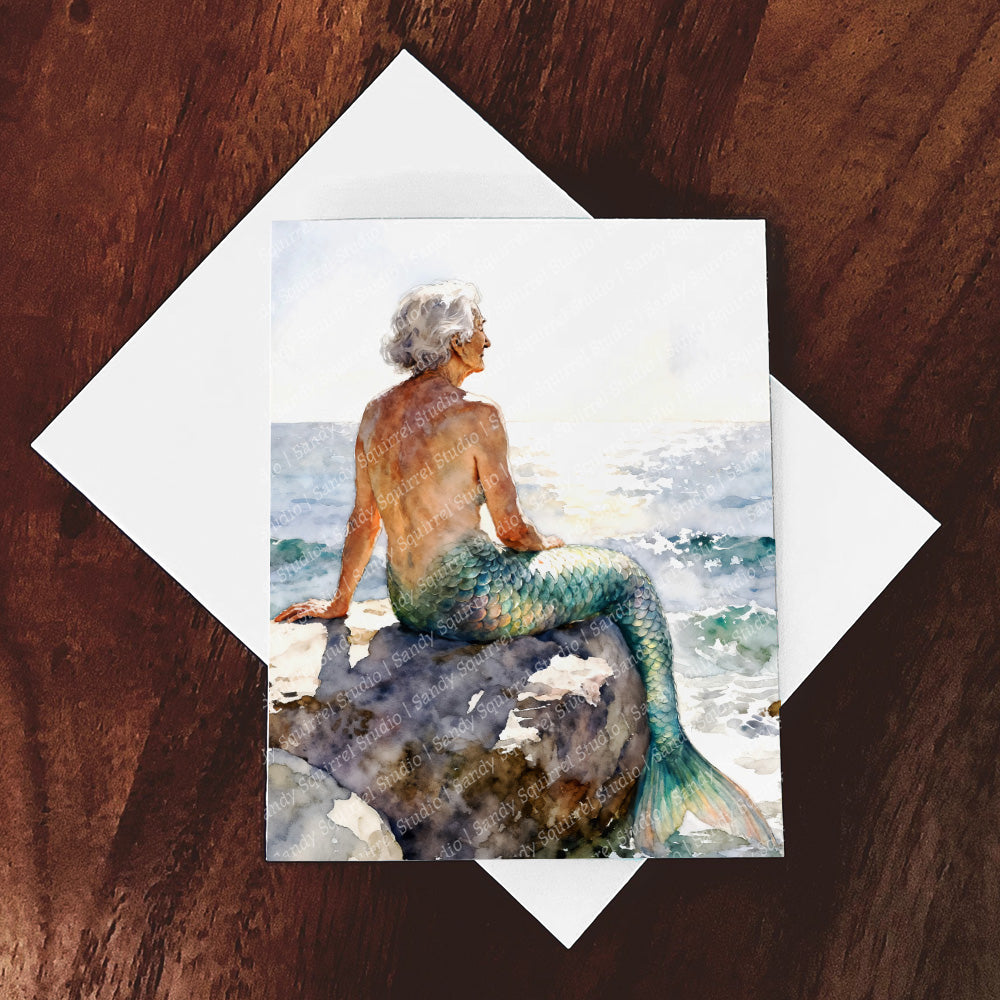 Merqueen Watercolor-Style Coastal Mermaid Art