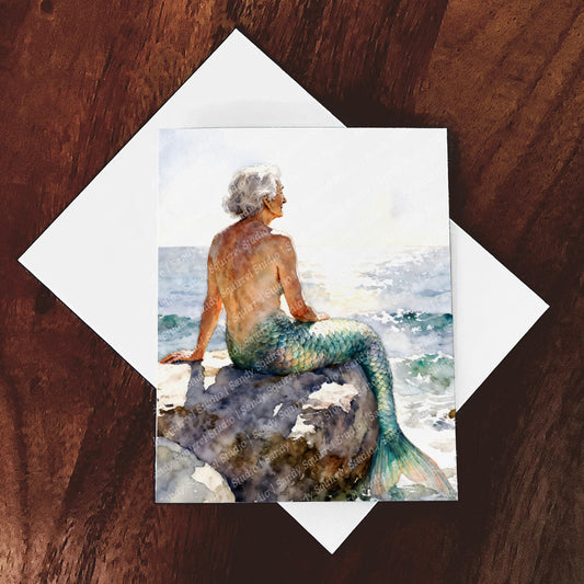 Merqueen Watercolor-Style Coastal Mermaid Art