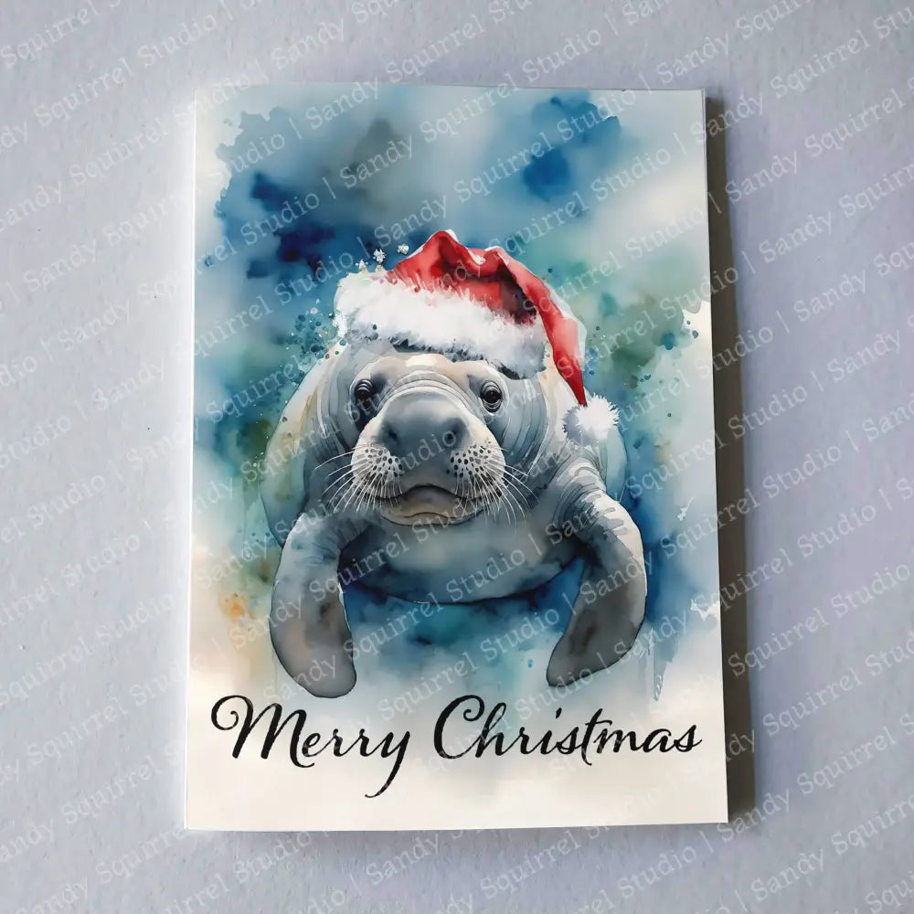 Merry Manatee 5X7 Christmas Card Wholesale Notecard