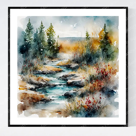 ’Minnesota’s America’ Original Landscape Art Print 8X8 Home Decor Watercolor Style Wall