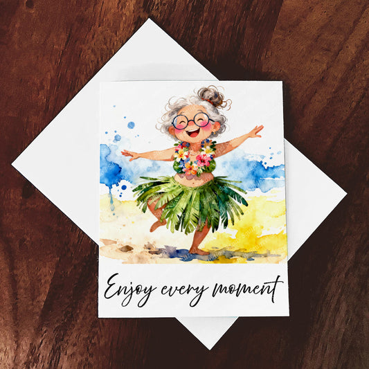 Moments Whimsical Watercolor-Style Hula Art