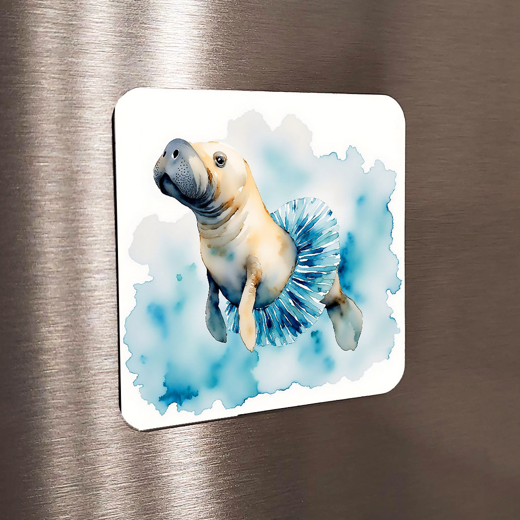 Ocean's Star Whimsical Watercolor-Style Manatee with Tutu