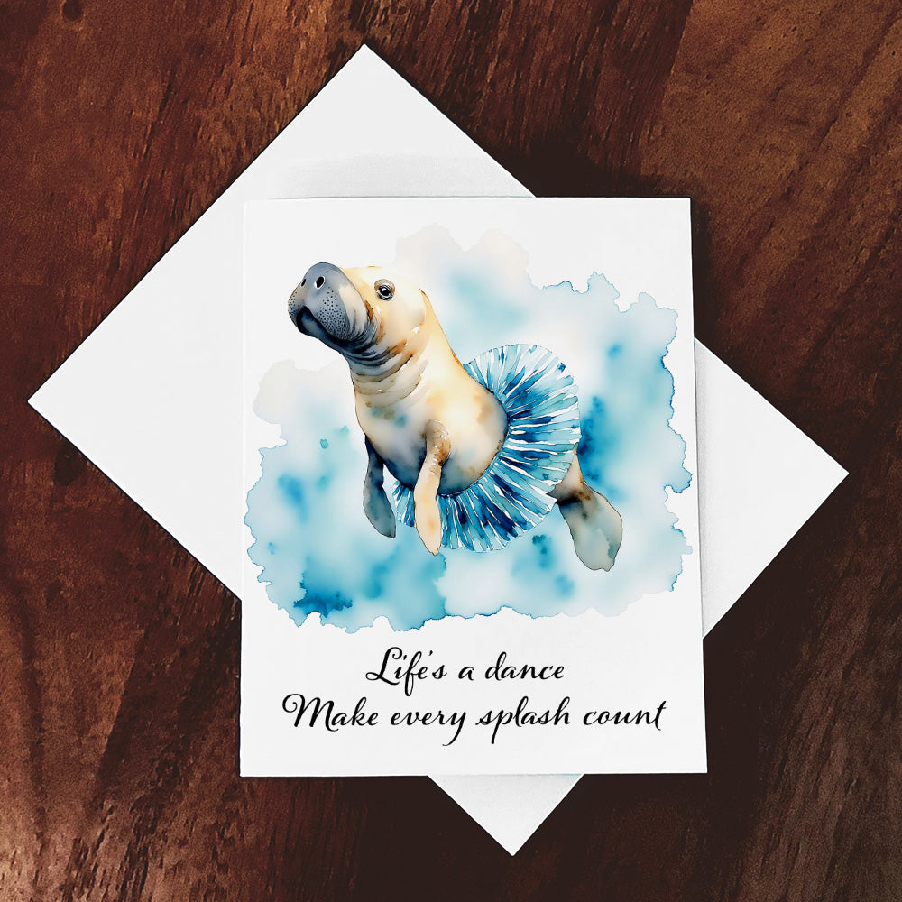 Ocean's Star Whimsical Watercolor-Style Manatee with Tutu