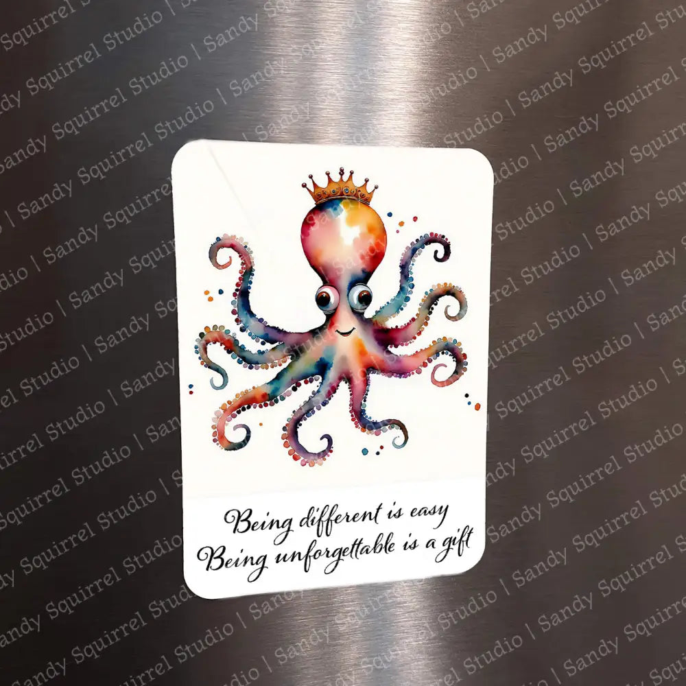 ’Octojoy’ Sublimated Image Magnet With Quote