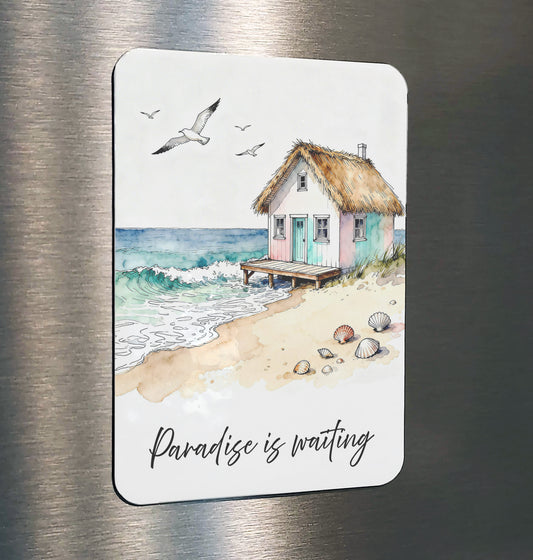 Paradise Watercolor Style Coastal Beach Dock Art