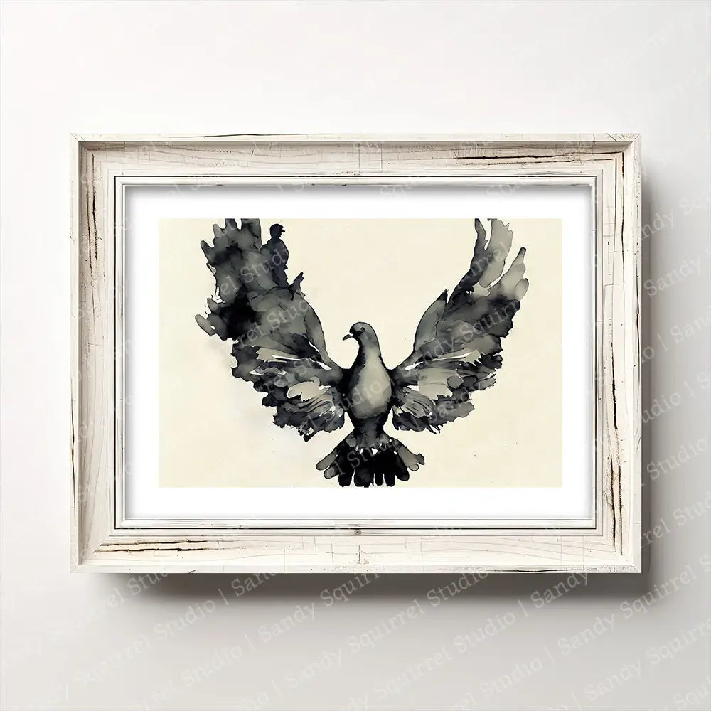 ’Peace’ Original Peace Dove Art Print Home Decor Ink Style Wall 7 X 5