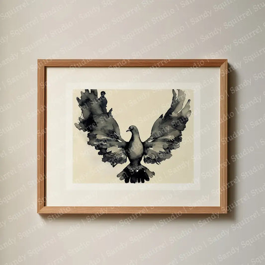 ’Peace’ Original Peace Dove Art Print Home Decor Ink Style Wall