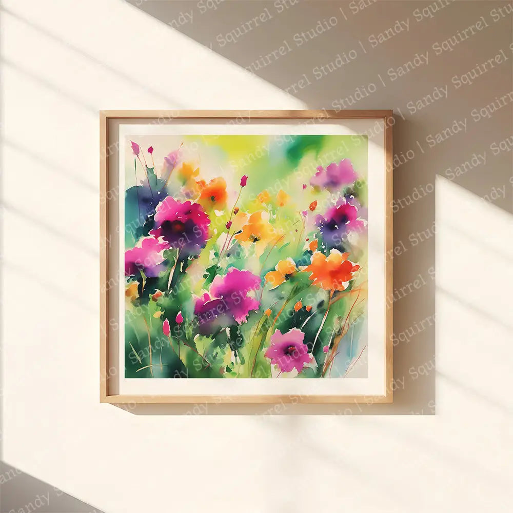 Pip Watercolor Style Vibrant Floral Art Print 8 X