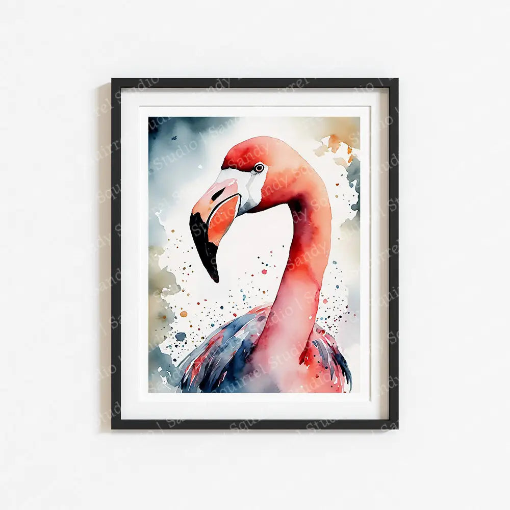 ’Polly’ Original Flamingo Coastal Beach Art Home Decor Wall Print 11X14