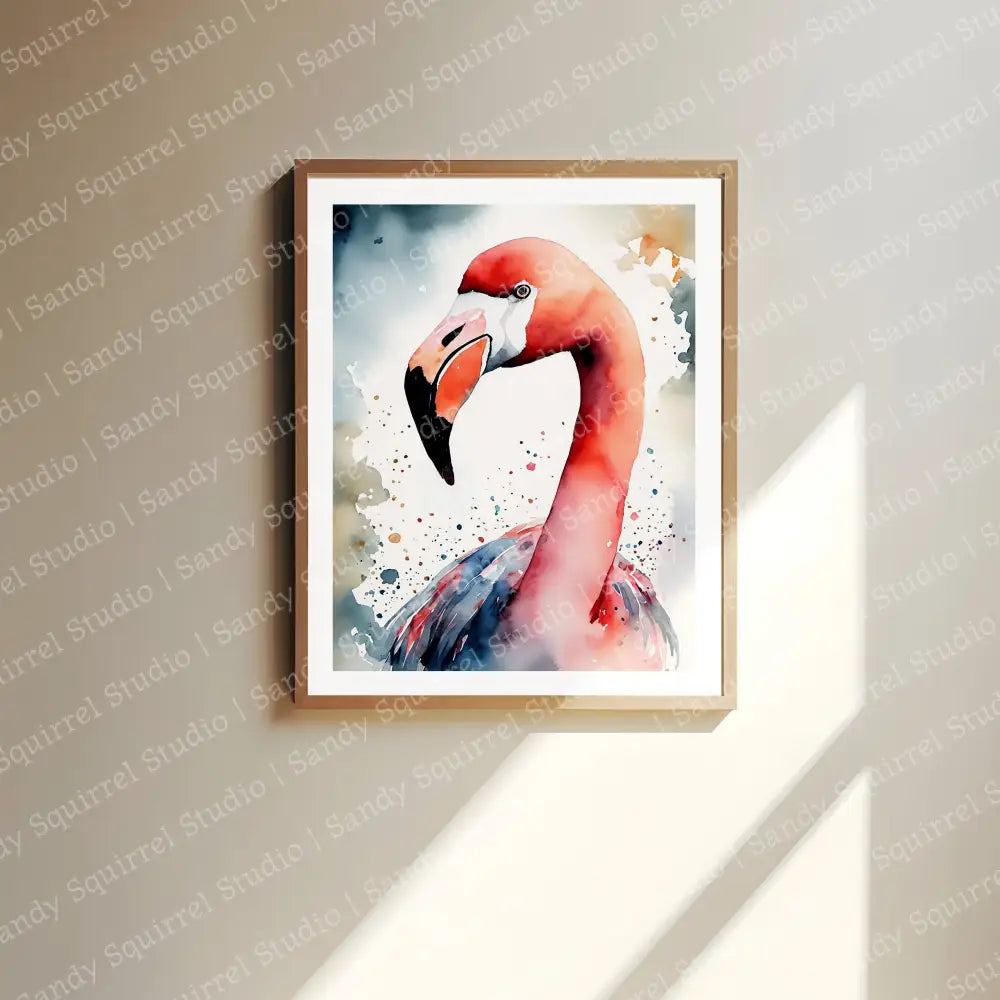 ’Polly’ 8X10 Original Flamingo Coastal Beach Art Home Decor Wall Print