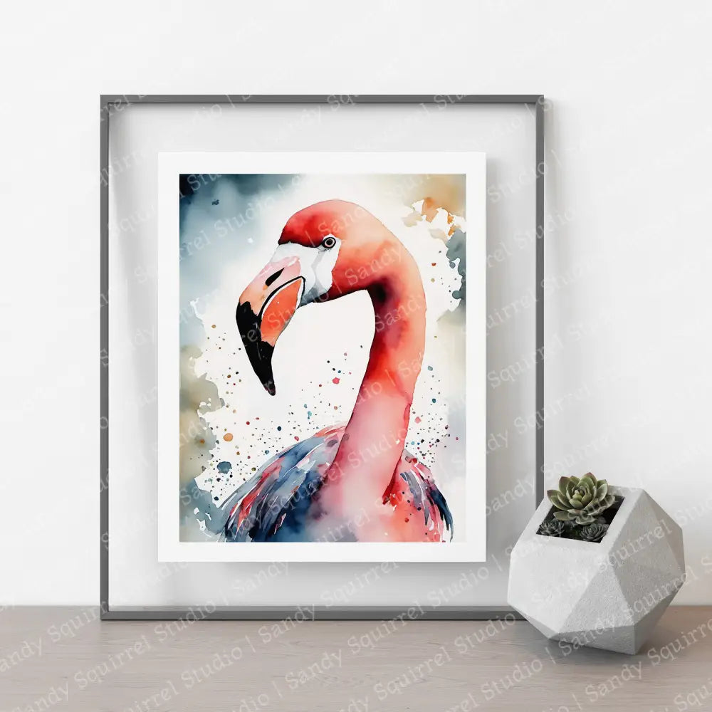 ’Polly’ 8X10 Original Flamingo Coastal Beach Art Home Decor Wall Print