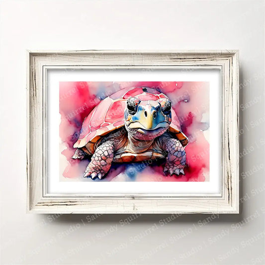 ’Poppy’ Original Whimsical Turtle Wall Art Print Home Decor 5 X 7