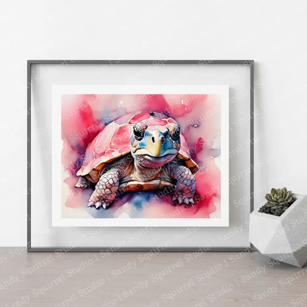 ’Poppy’ Original Whimsical Turtle Wall Art Print Home Decor 8 X 10