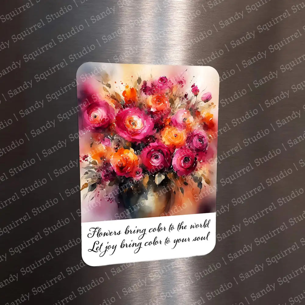 ’Radiant Blooms’ Sublimated Image Magnet With Quote