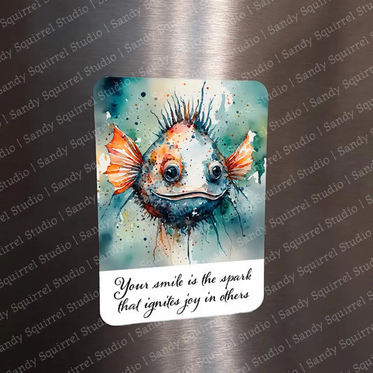 ’Radiant Grin’ Sublimated Image Magnet With Quote