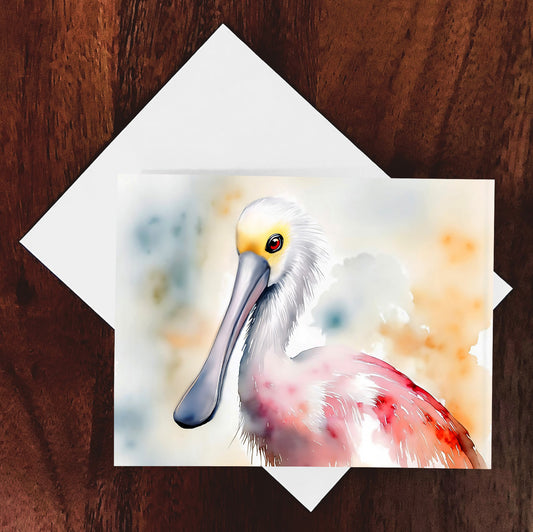 Rosie Watercolor Style Roseate Spoonbill Greeting Card