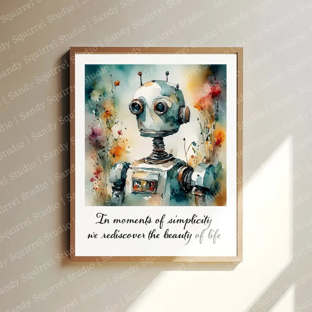 ’Rudy’ Original Whimsical Robot Art Home Decor Wall Print