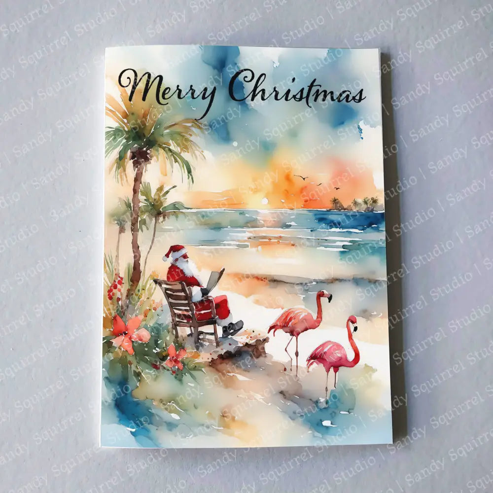 Sandy Santa 5X7 Christmas Card Wholesale Notecard