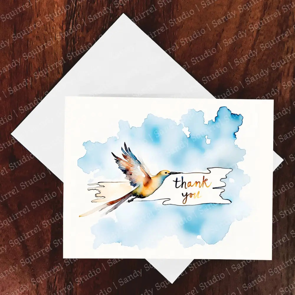 Soaring Gratitude Watercolor Style Thank You Card