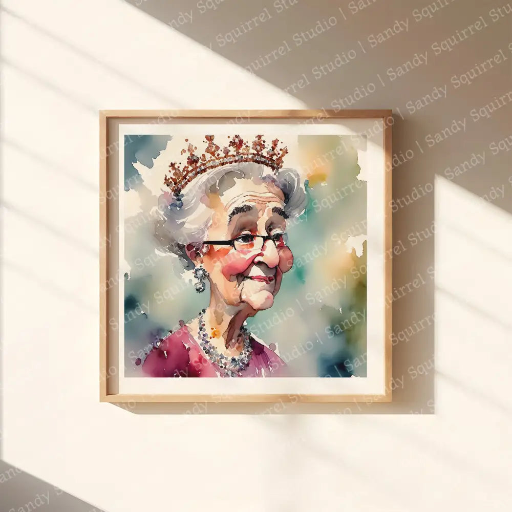 ’Sparkle’ Original Whimsical Grandmother Art Home Decor Wall Print 12X12