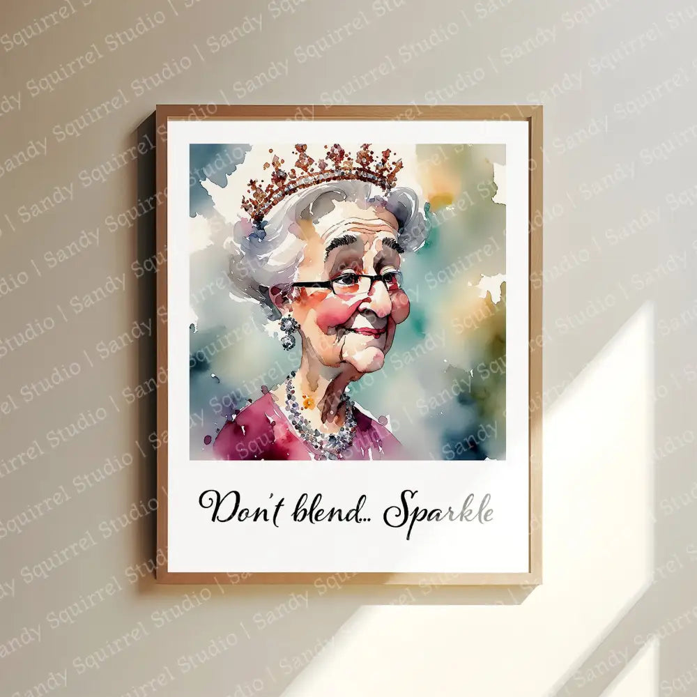 ’Sparkle’ Original Whimsical Grandmother Art Home Decor Wall Print