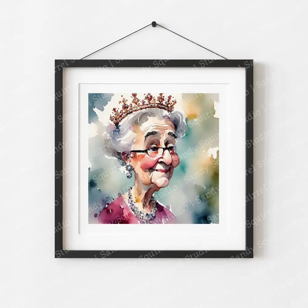 ’Sparkle’ Original Whimsical Grandmother Art Home Decor Wall Print 8X8