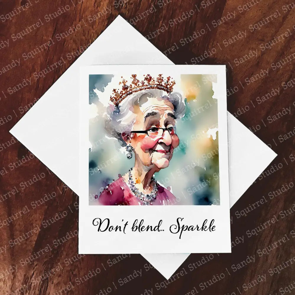 ’Sparkle’ Original Whimsical Grandmother Art Home Decor Wall Print Set Of Four Notecards With Quote