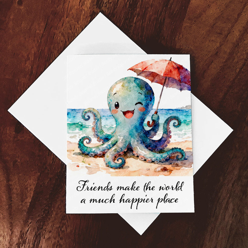 Squiggles Watercolor-Style Octopus Art