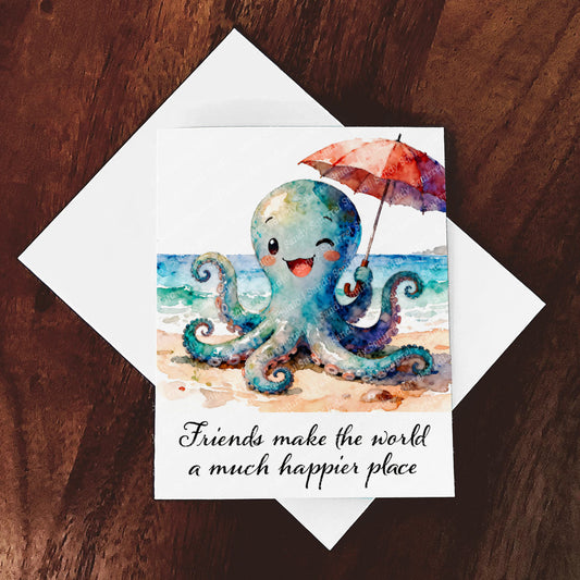 Squiggles Watercolor-Style Octopus Art