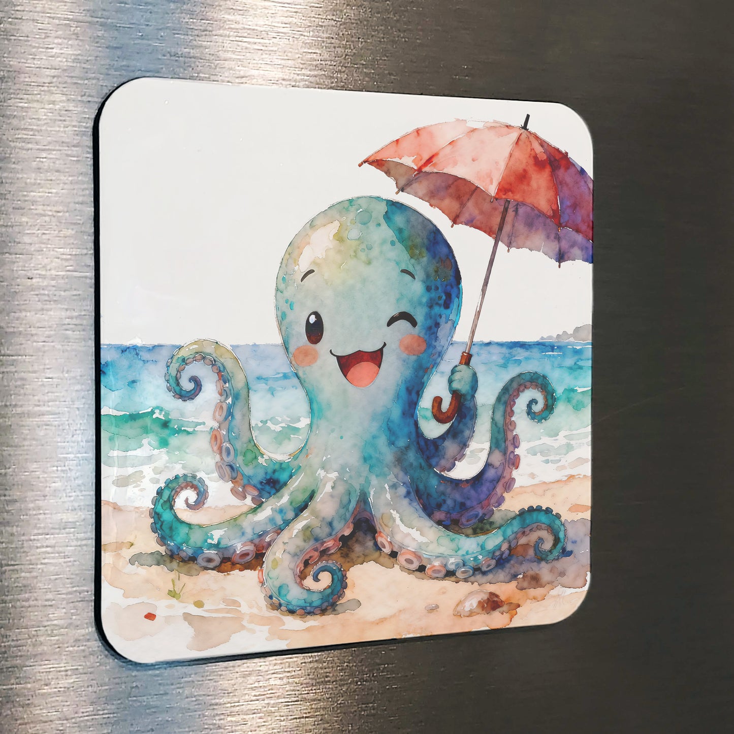 Squiggles Watercolor-Style Octopus Art