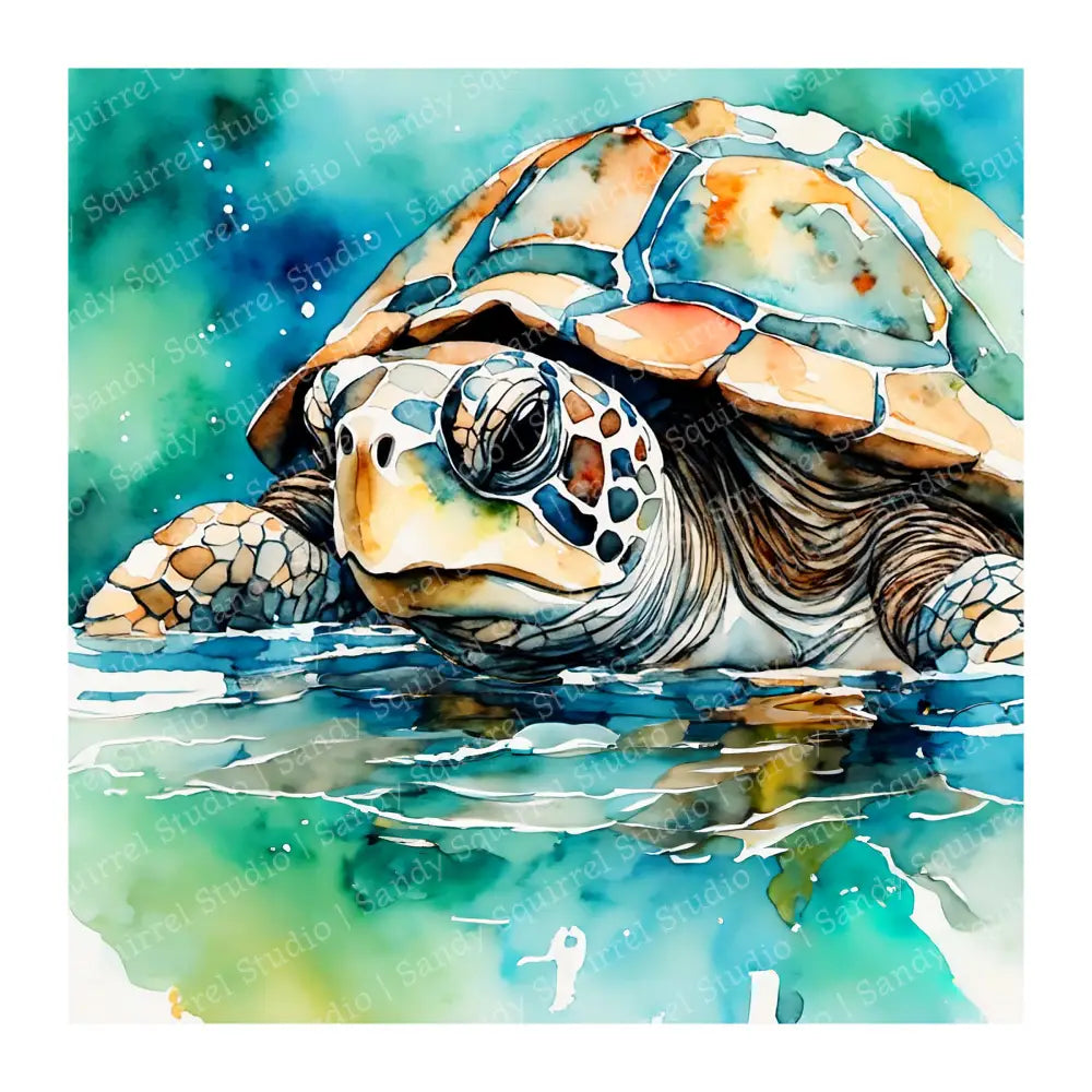 ’Stealth’ Original Turtle Coastal Beach Art Home Decor Wall Print